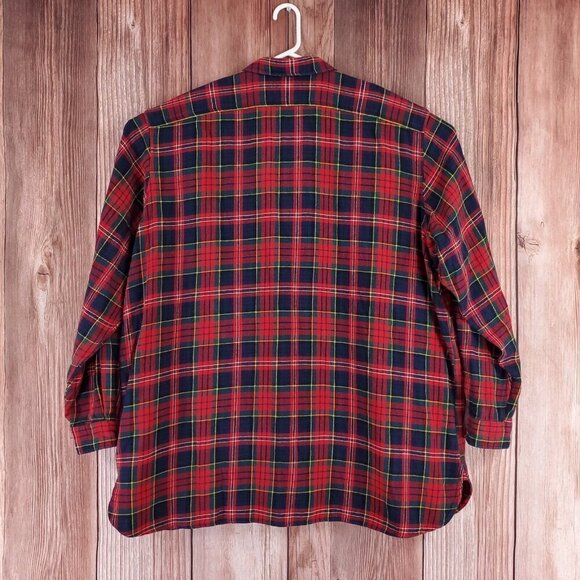 Polo Ralph Lauren Mens 3XLT Tall Red Tartan Plaid Heavy Flannel Button Up Shirt - Picture 2 of 14